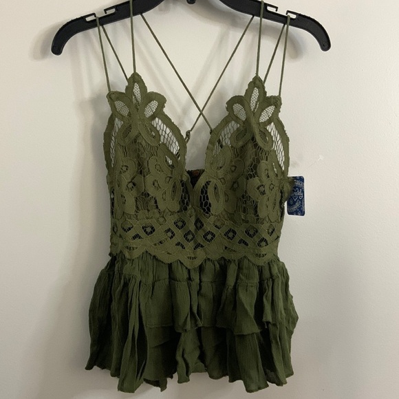 FREE PEOPLE  Adella Cami Green Moss Olive NWT - Picture 5 of 11